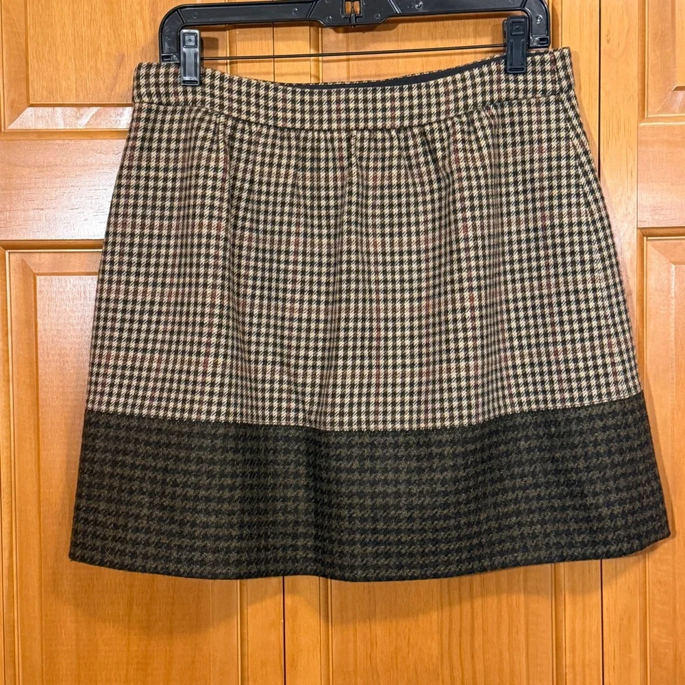 J Crew Color Block Check Mini Skirt